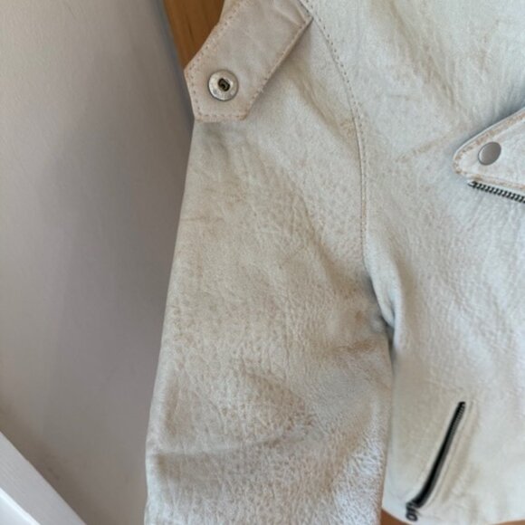 Pre-Loved Madewell Ecru Distressed Leather Jacket - Women's M - Picture 8 of 11